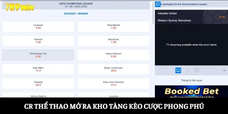 CR thể thao mở ra kho tàng kèo cược phong phú