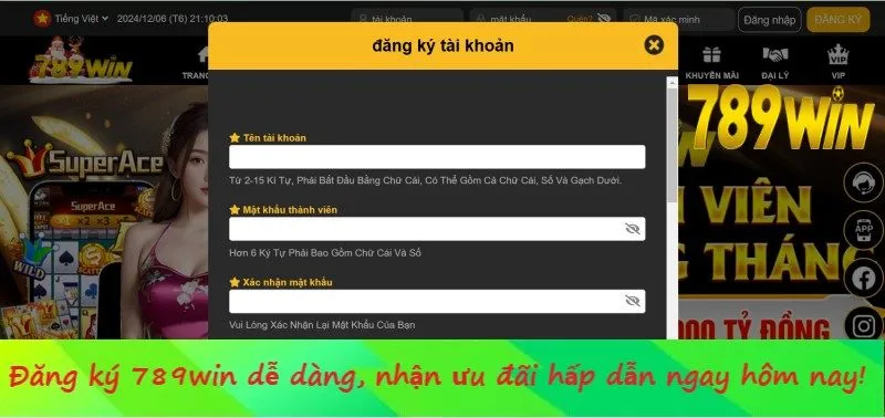 Những bước đăng ký tài khoản 789win khi sử dụng máy tính