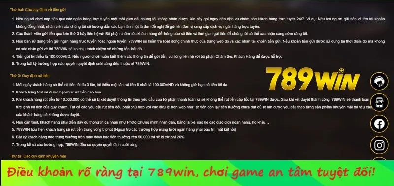 Các Điều Khoản Liên Quan Đến Rút Tiền Tại 789win