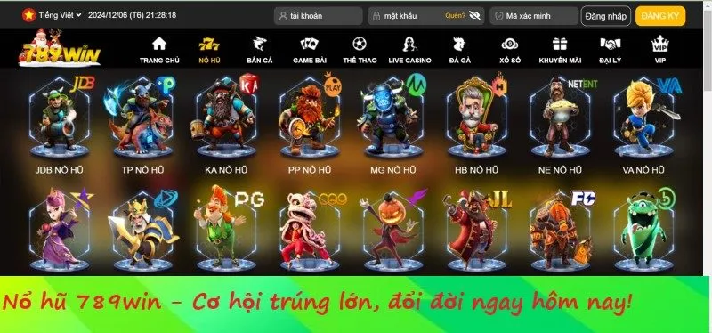 Giao diện nổ hũ 789win vô cùng hấp dẫn