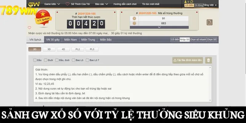 Sảnh GW xổ số với tỷ lệ thưởng khủng