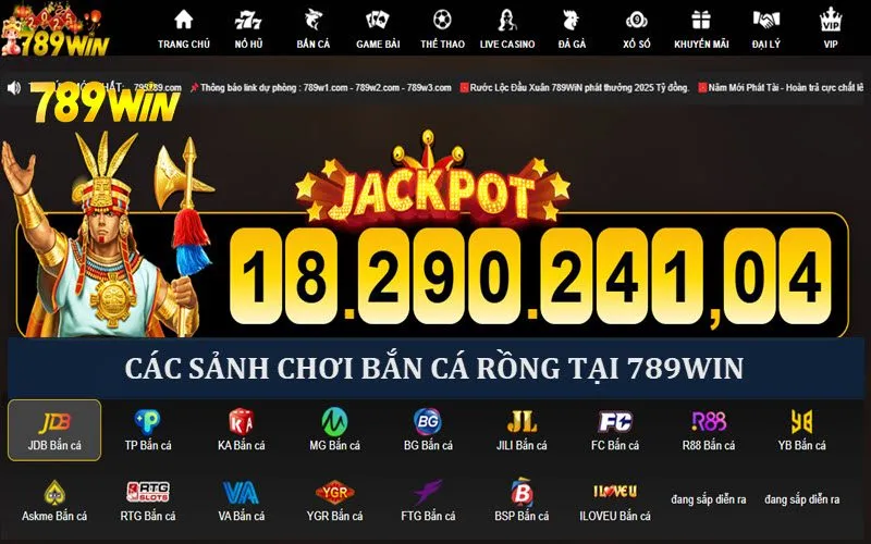 Các sảnh Săn cá rồng đỉnh cao tại 789win