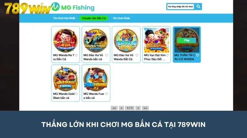 Chơi MG bắn cá chiến thắng tại nhà cái 789win